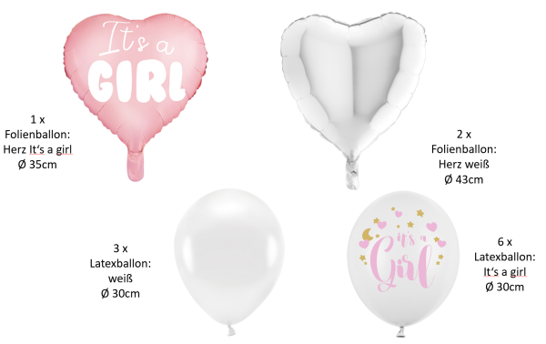 Geburt - SET - Mädchen: Herz It's a girl - 12 Stk.